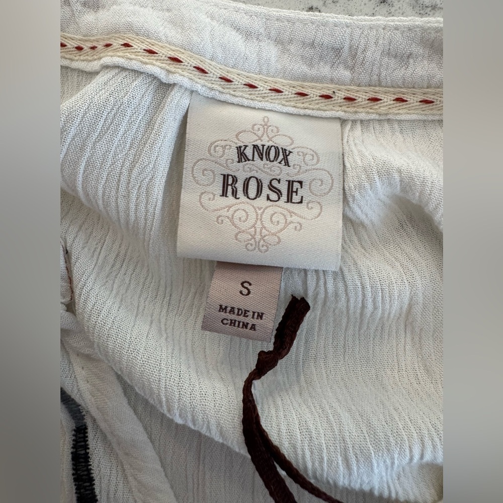 Knox Rose white embroidered shift midi dress Size Small Sleeveless V neck NWT - Picture 4 of 11